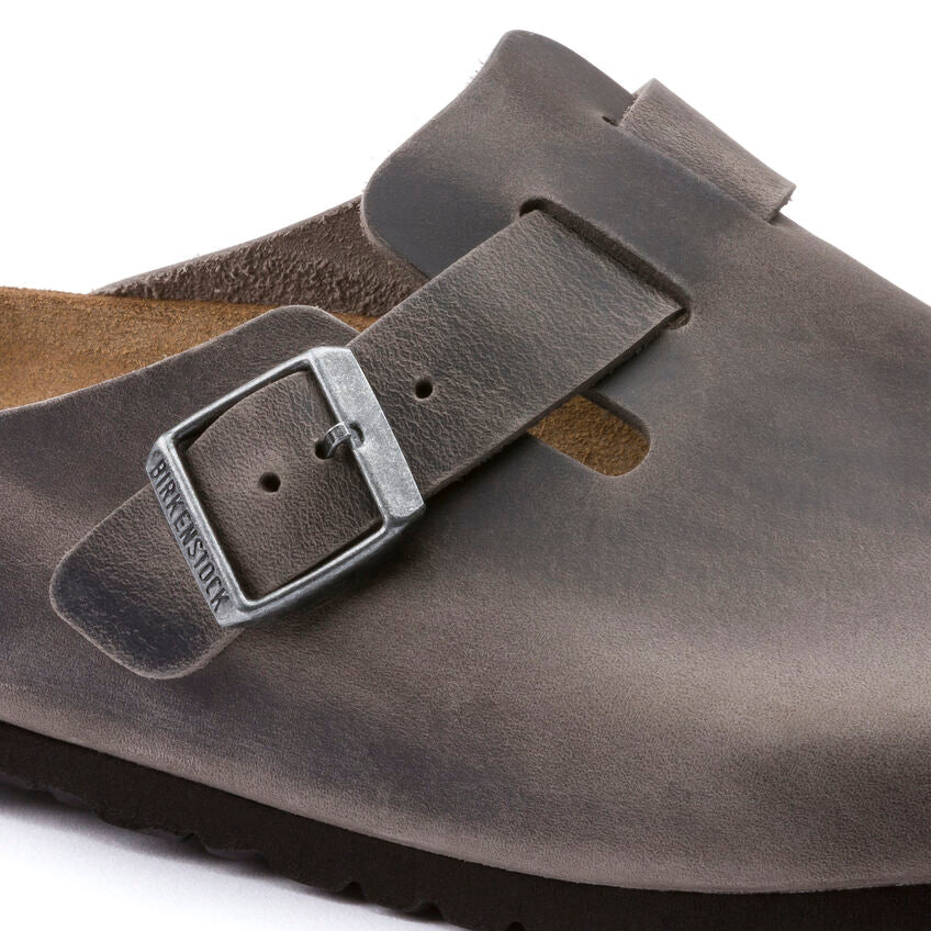BIRKENSTOCK BOSTON SOFT FOOTBED IRON OIL LEATHER REGULAR