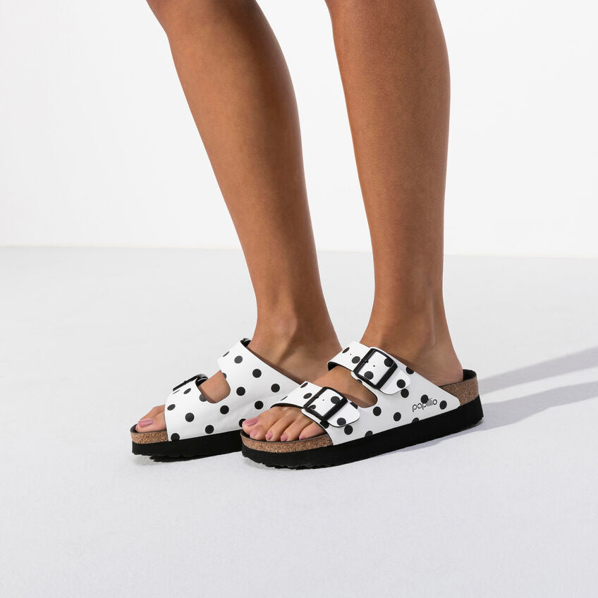 BIRKENSTOCK ARIZONA PLATFORM WHITE DOTS BIRKI FLOR