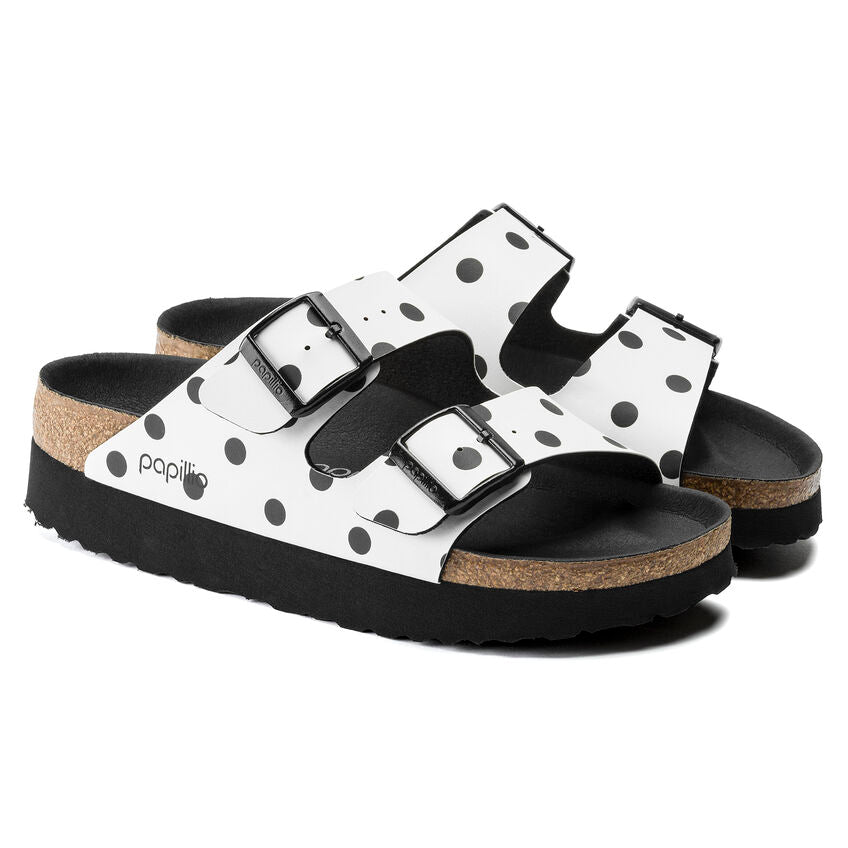 BIRKENSTOCK ARIZONA PLATFORM WHITE DOTS BIRKI FLOR