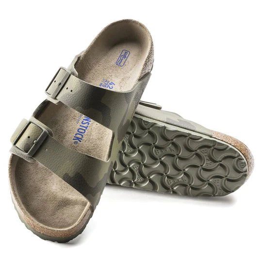 BIRKENSTOCK ARIZONA SOFT FOOTBED CAMO GREEN BIRKO FLOR REGULAR