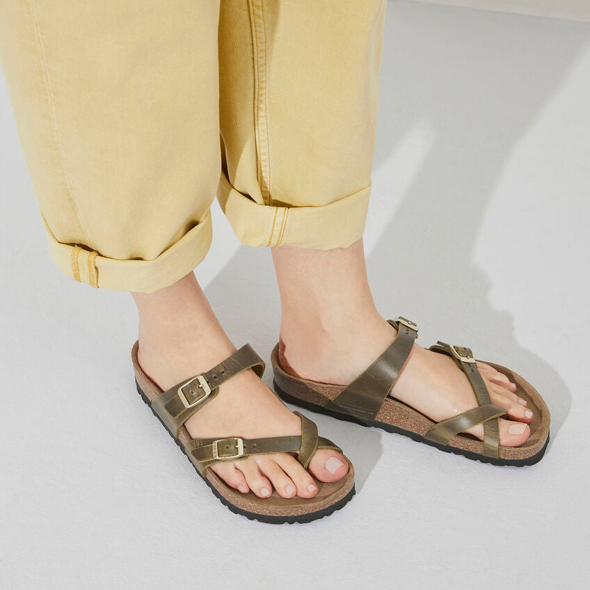 BIRKENSTOCK MAYARI GREEN OLIVE OIL LEATHER