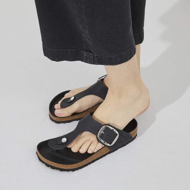 Birkenstock Gizeh Big Buckle Oiled Leather - Black, Regular