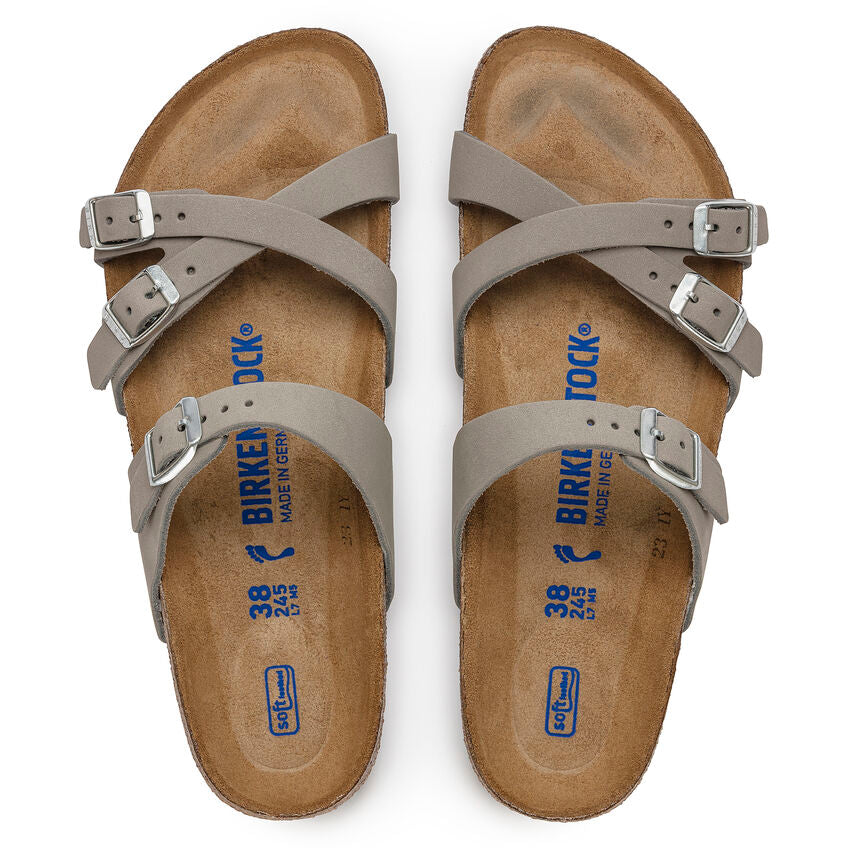 BIRKENSTOCK FRANCA SOFT FOOTBED DOVE GRAY NUBUCK REGULAR