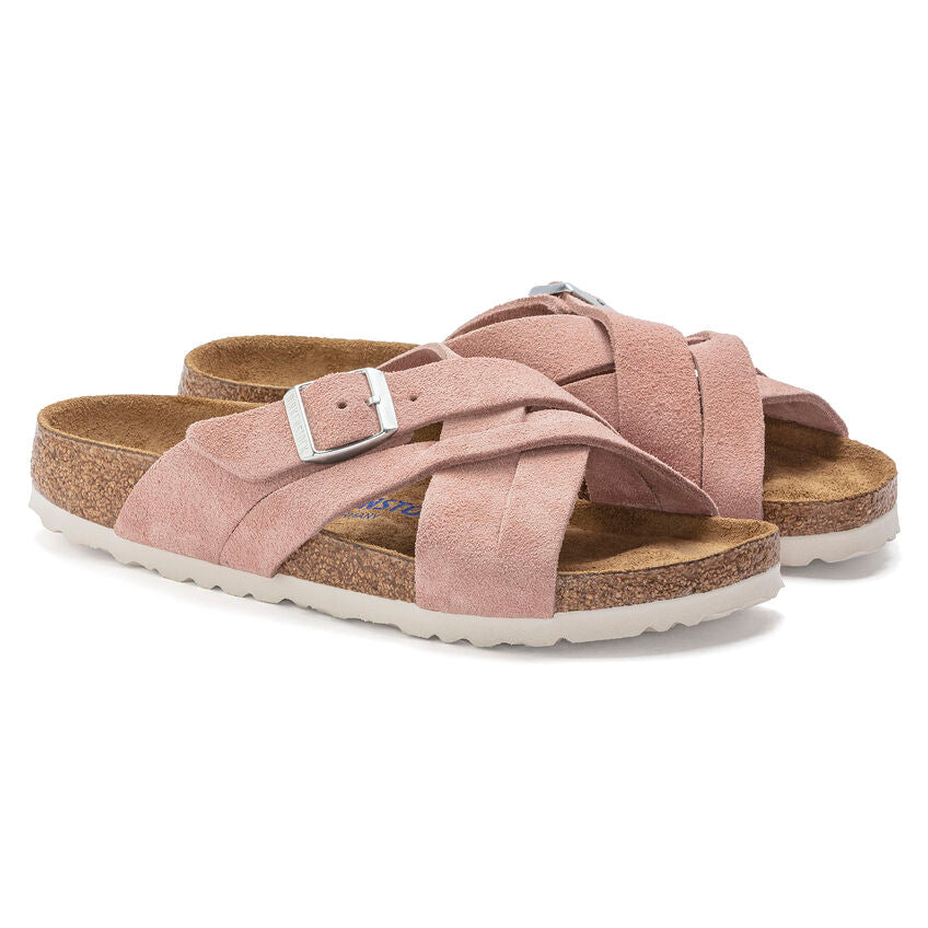 BIRKENSTOCK LUGANO SOFT FOOTBED PINK CLAY SUEDE NARROW