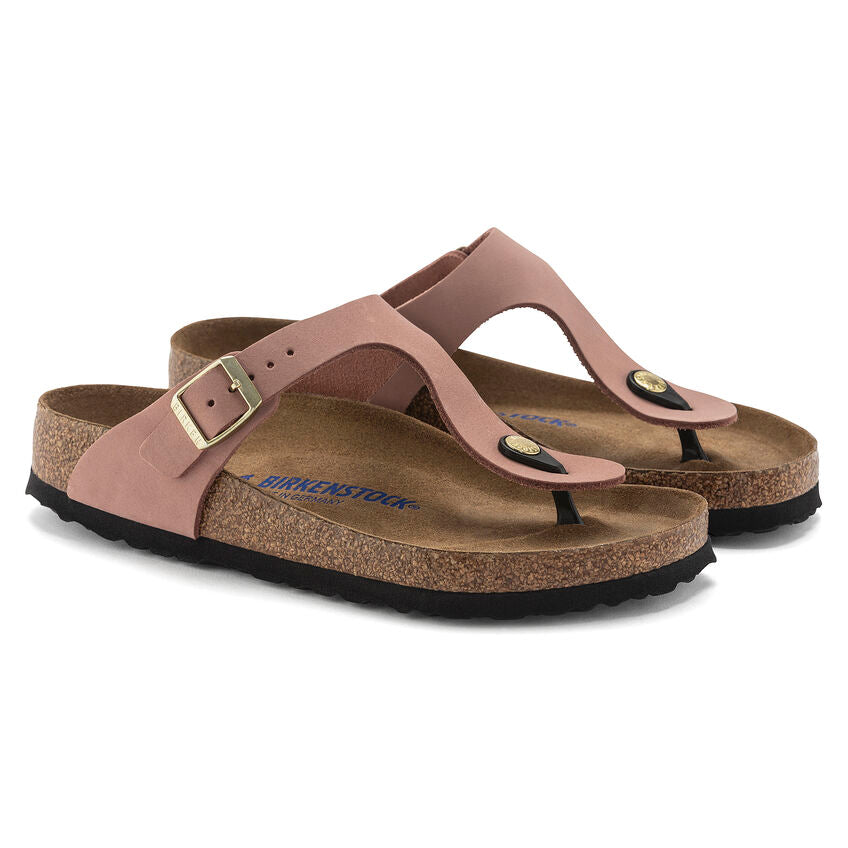 BIRKENSTOCK GIZEH SOFT FOOTBED OLD ROSE NUBUCK REGULAR