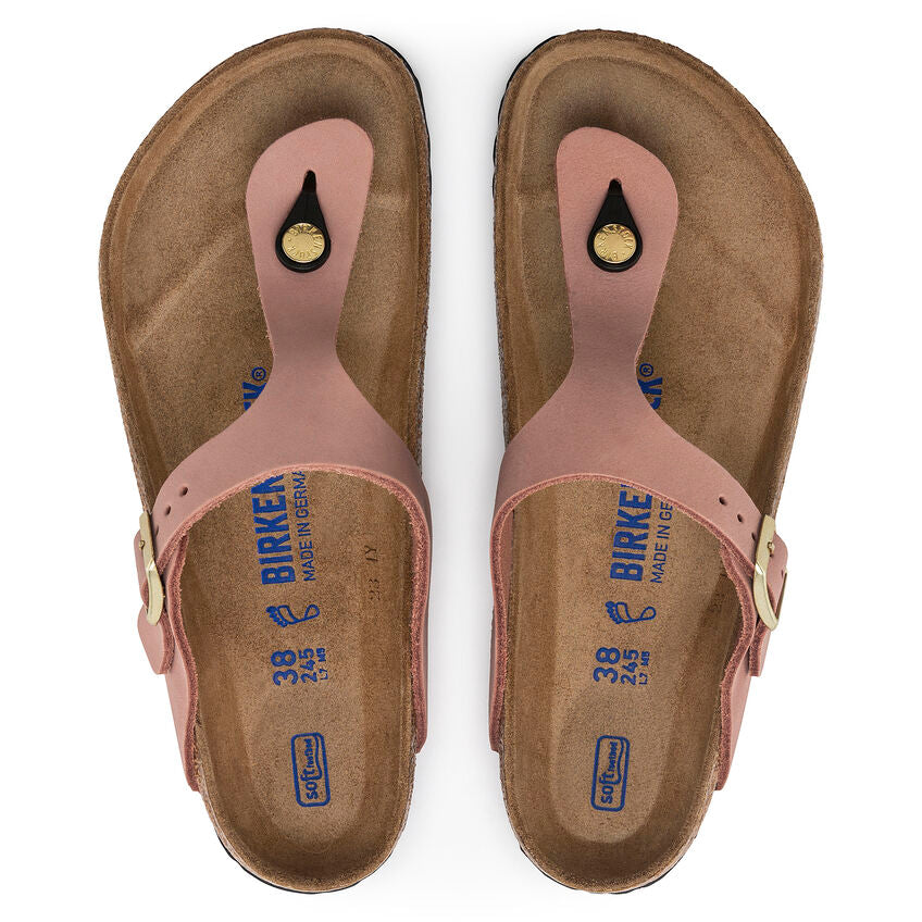 BIRKENSTOCK GIZEH SOFT FOOTBED OLD ROSE NUBUCK REGULAR