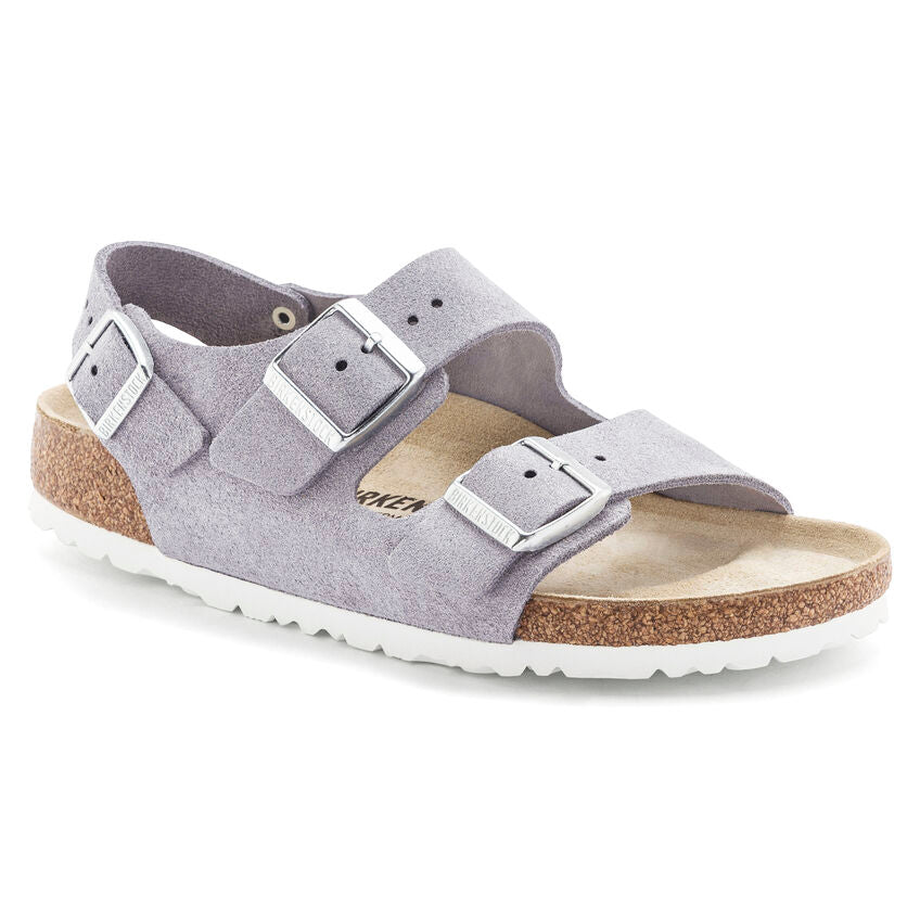 BIRKENSTOCK MILANO SHEARLING PURPLE FOG SUEDE NARROW