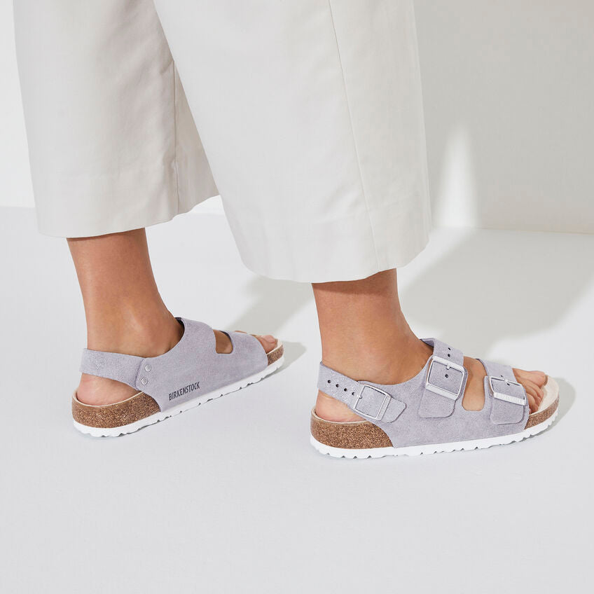 BIRKENSTOCK MILANO SHEARLING PURPLE FOG SUEDE NARROW