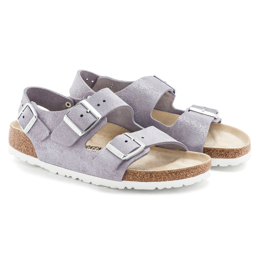 BIRKENSTOCK MILANO SHEARLING PURPLE FOG SUEDE NARROW