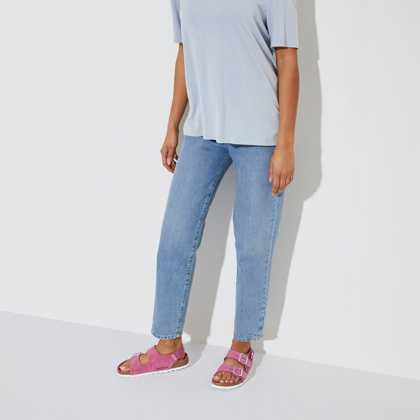 BIRKENSTOCK MILANO SHEARLING FUCHSIA SUEDE NARROW