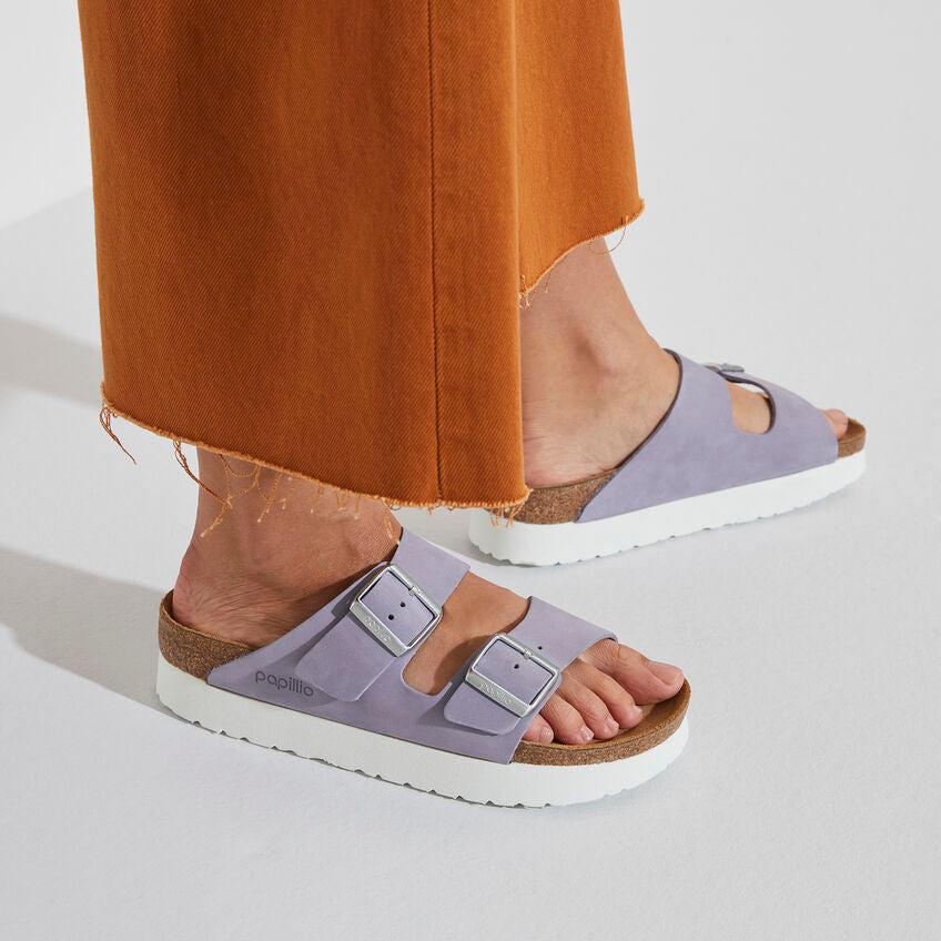 BIRKENSTOCK ARIZONA PLATFORM PURPLE FOG NUBUCK