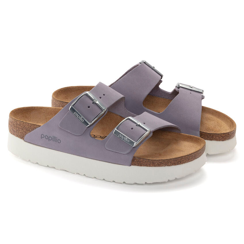 BIRKENSTOCK ARIZONA PLATFORM PURPLE FOG NUBUCK