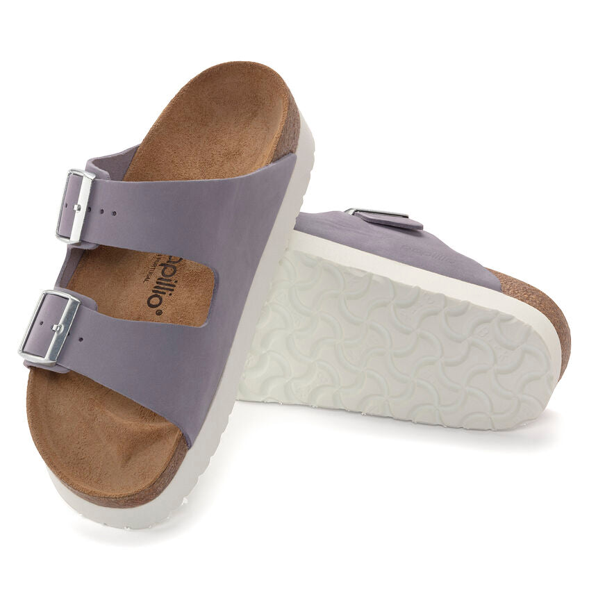 BIRKENSTOCK ARIZONA PLATFORM PURPLE FOG NUBUCK