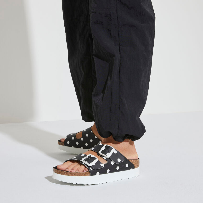 BIRKENSTOCK ARIZONA PLATFORM DOTS BLACK BIRKI FLOR NARROW