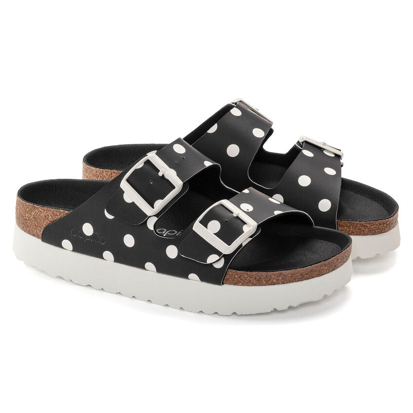 BIRKENSTOCK ARIZONA PLATFORM DOTS BLACK BIRKI FLOR NARROW