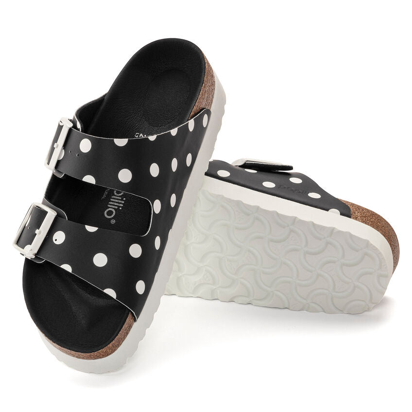 BIRKENSTOCK ARIZONA PLATFORM DOTS BLACK BIRKI FLOR NARROW