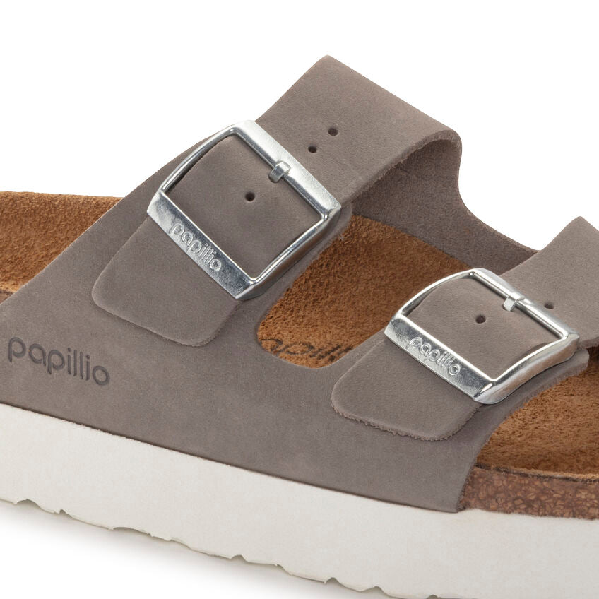 BIRKENSTOCK ARIZONA PLATFORM DOVE GRAY NUBUCK NARROW
