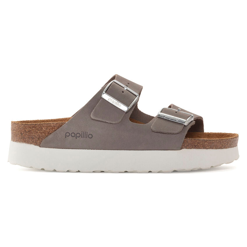 BIRKENSTOCK ARIZONA PLATFORM DOVE GRAY NUBUCK NARROW