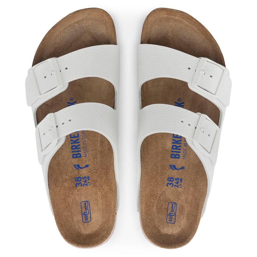 BIRKENSTOCK ARIZONA SOFT FOOTBED WHITE LEATHER NARROW