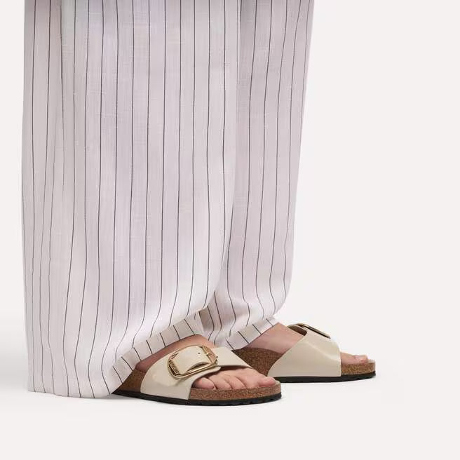 Birkenstock Madrid Big Buckle Natural Leather Patent High Shine - Oyster, Narrow