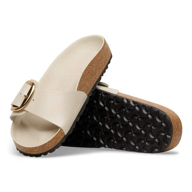 Birkenstock Madrid Big Buckle Natural Leather Patent High Shine - Oyster, Narrow