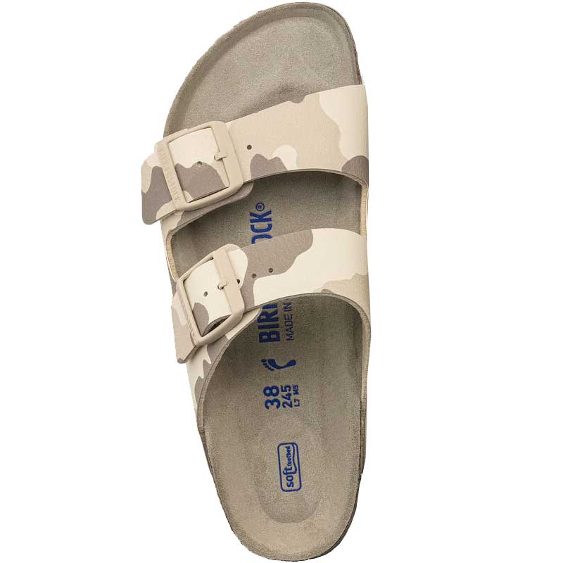 BIRKENSTOCK ARIZONA SOFT FOOTBED CAMO GRAY TAUPE BIRKO FLOR NARROW