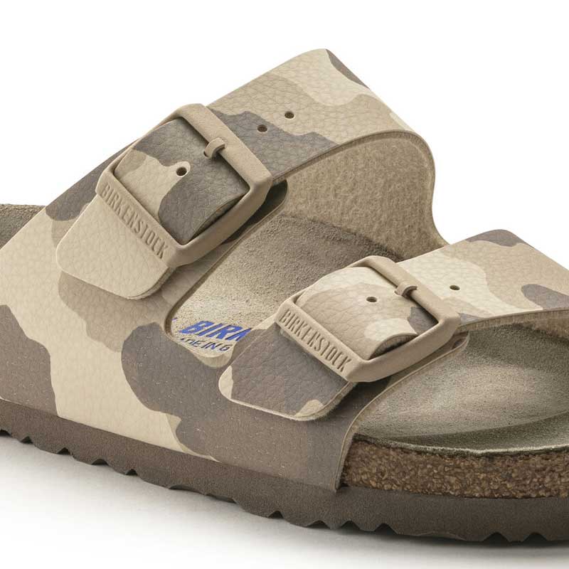 BIRKENSTOCK ARIZONA SOFT FOOTBED CAMO GRAY TAUPE BIRKO FLOR NARROW