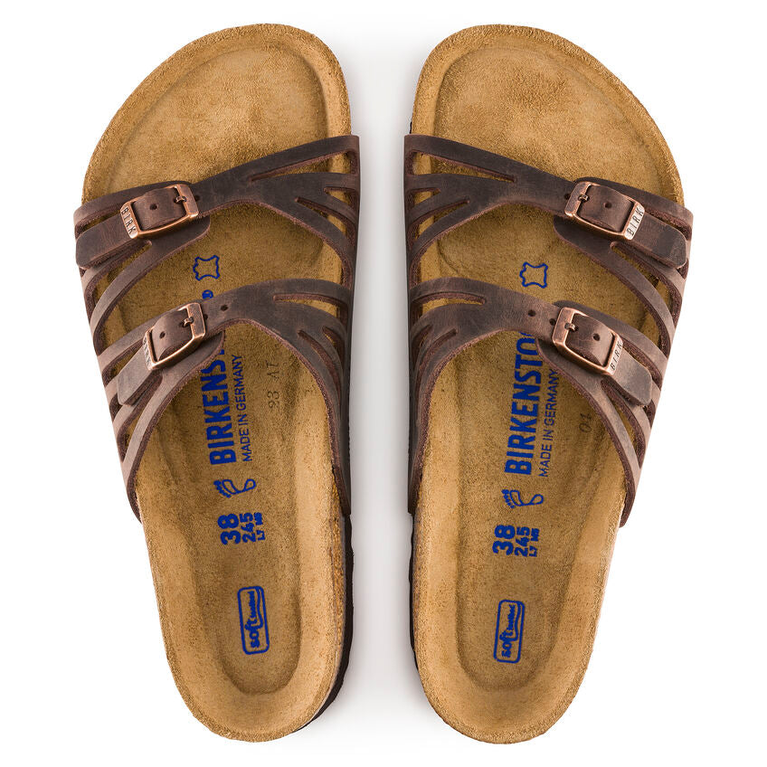 BIRKENSTOCK GRANADA HABANA SOFT FOOTBED OIL LEATHER NARROW