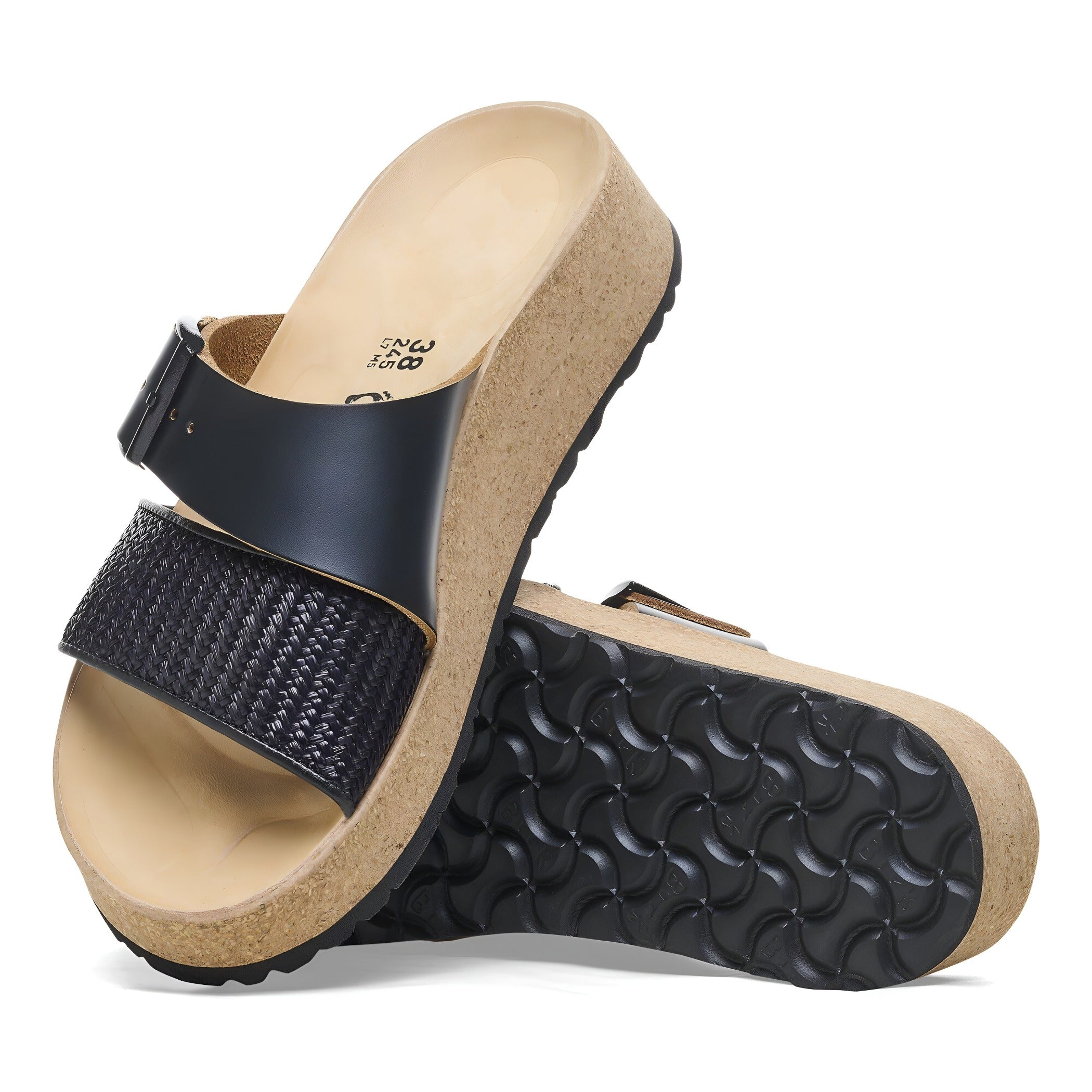 Birkenstock Almina French Piping Leather Comfort Sandal - Black