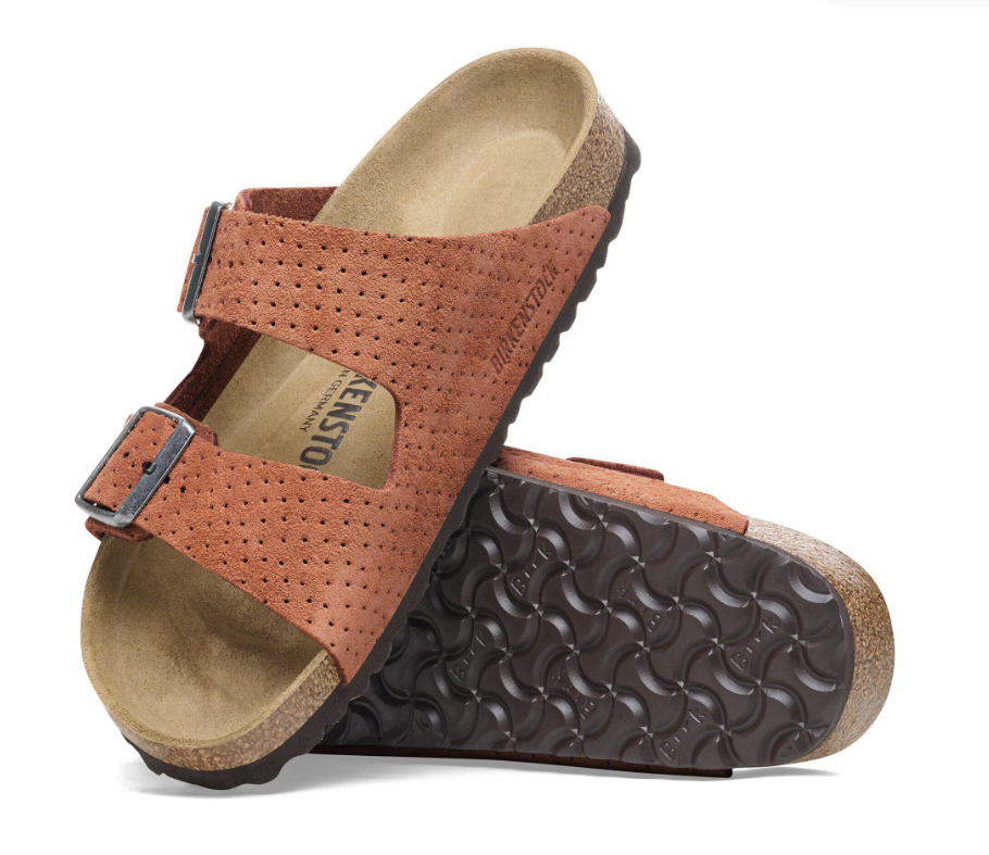 Birkenstock Arizona Suede Leather Embossed Dotted Burnt Orange