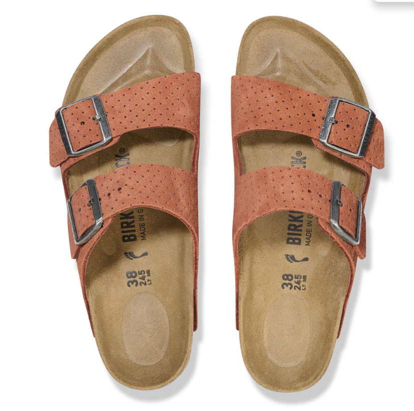 Birkenstock Arizona Suede Leather Embossed Dotted Burnt Orange