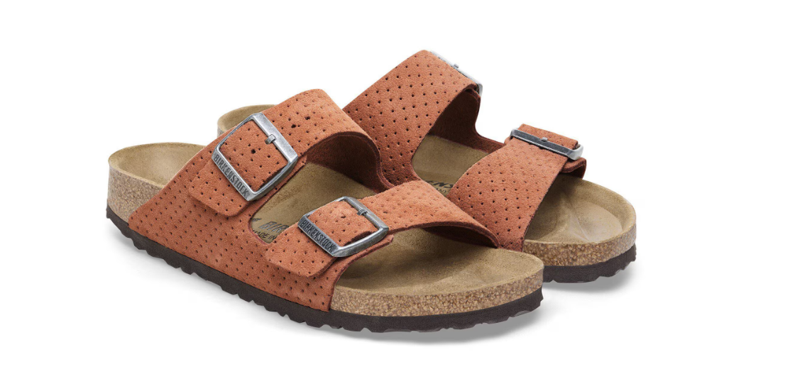 Birkenstock Arizona Suede Leather Embossed Dotted Burnt Orange