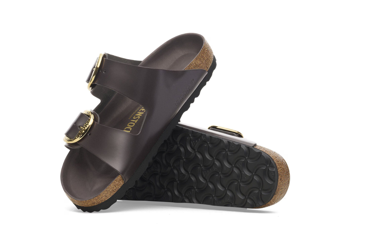 Birkenstock Arizona Big Buckle Natural Leather Patent High-Shine Espresso