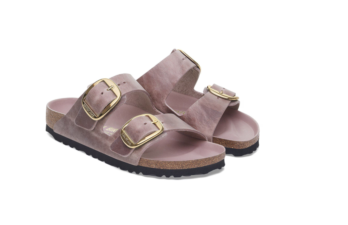Arizona Big Buckle Oiled Leather Lavender Sandals