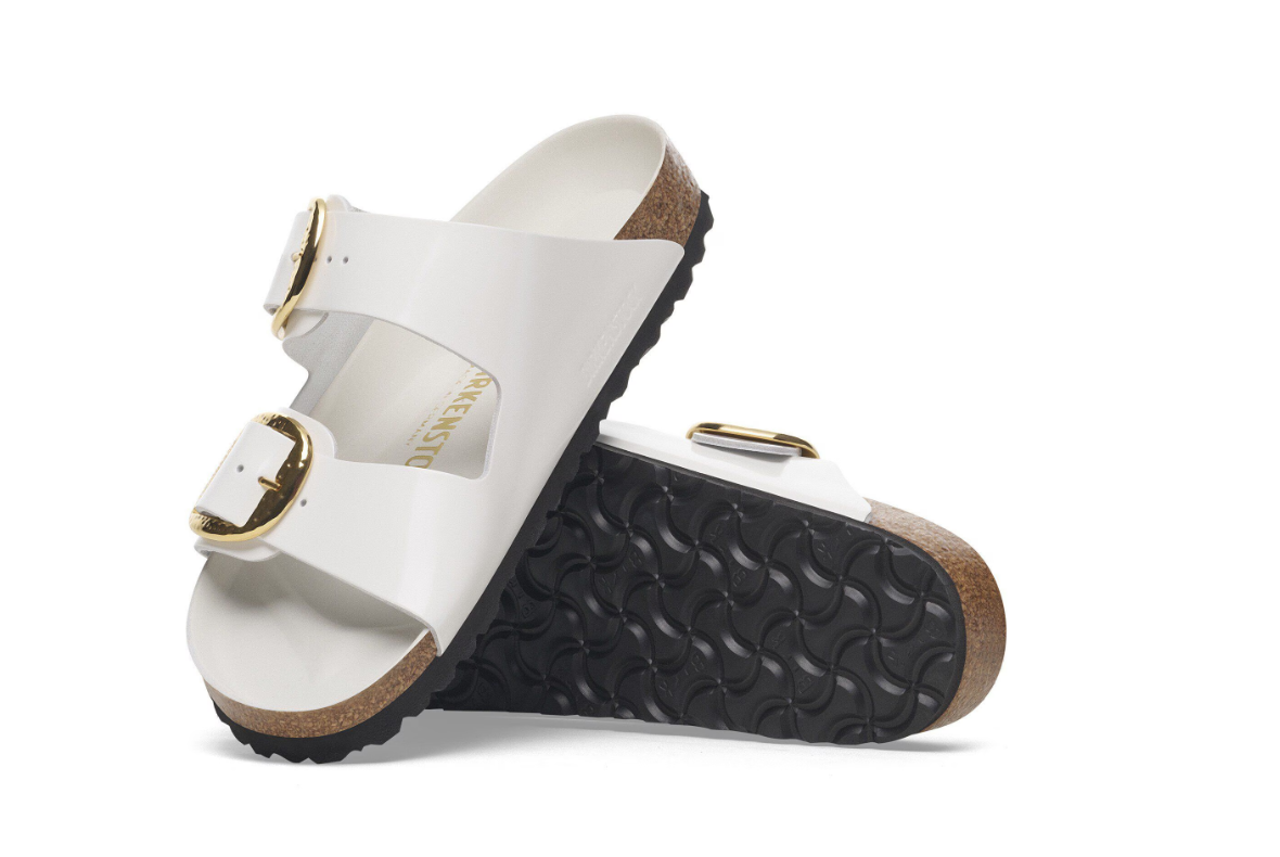 Birkenstock Arizona Big Buckle Natural Leather Patent Antique White Sandals