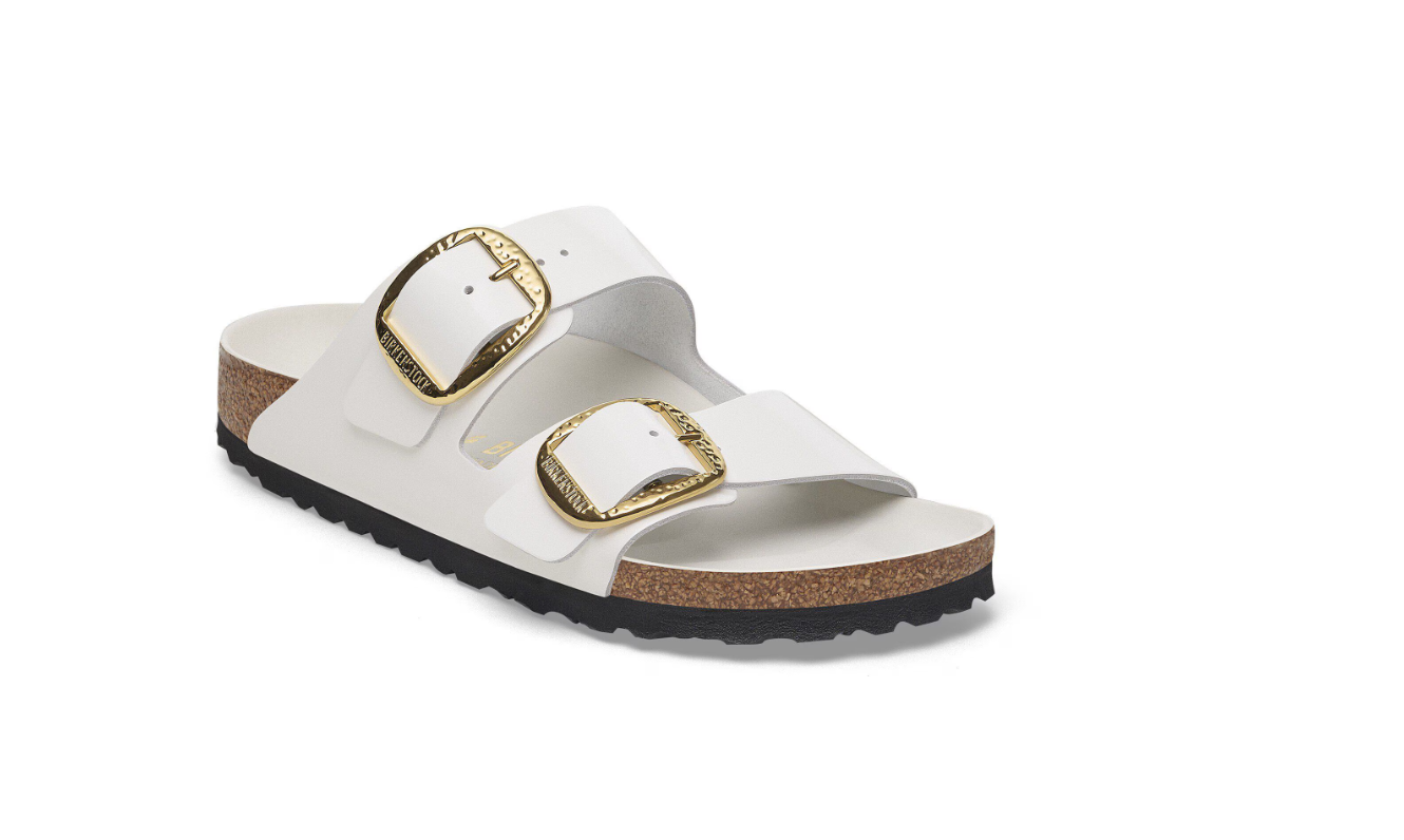 Birkenstock Arizona Big Buckle Natural Leather Patent Antique White Sandals