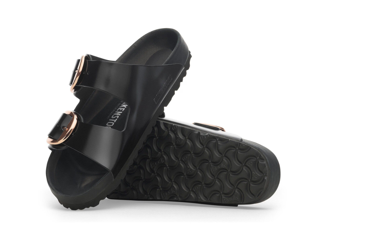 Birkenstock Arizona Big Buckle Natural Leather Patent High Shine Black