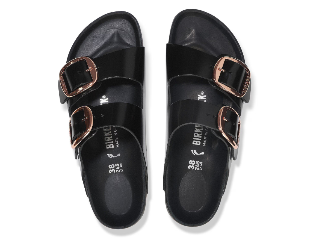 Birkenstock Arizona Big Buckle Natural Leather Patent High Shine Black