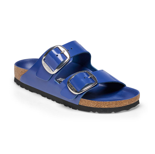 Birkenstock Arizona Big Buckle Natural Leather Patent High Shine Cobalt