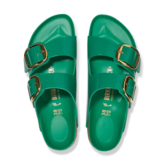Birkenstock Arizona Big Buckle Natural Leather Patent High Shine Digital Green
