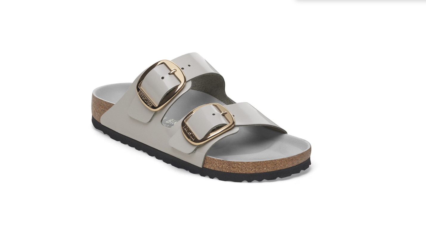 Birkenstock Arizona Big Buckle Natural Leather Patent Stone Coin Narrow Sandals