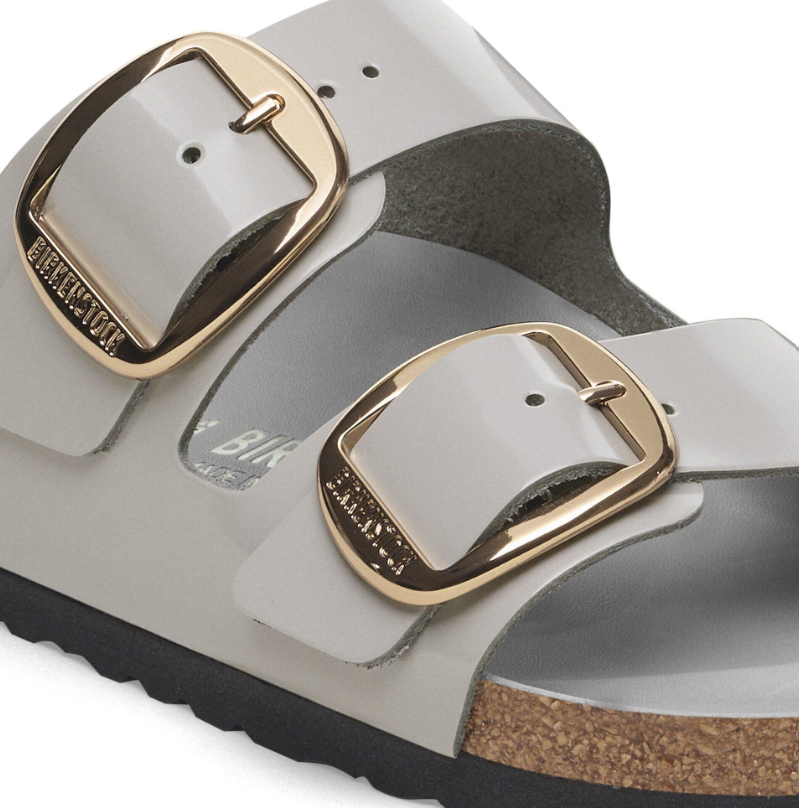 Birkenstock Arizona Big Buckle Natural Leather Patent Stone Coin Narrow Sandals