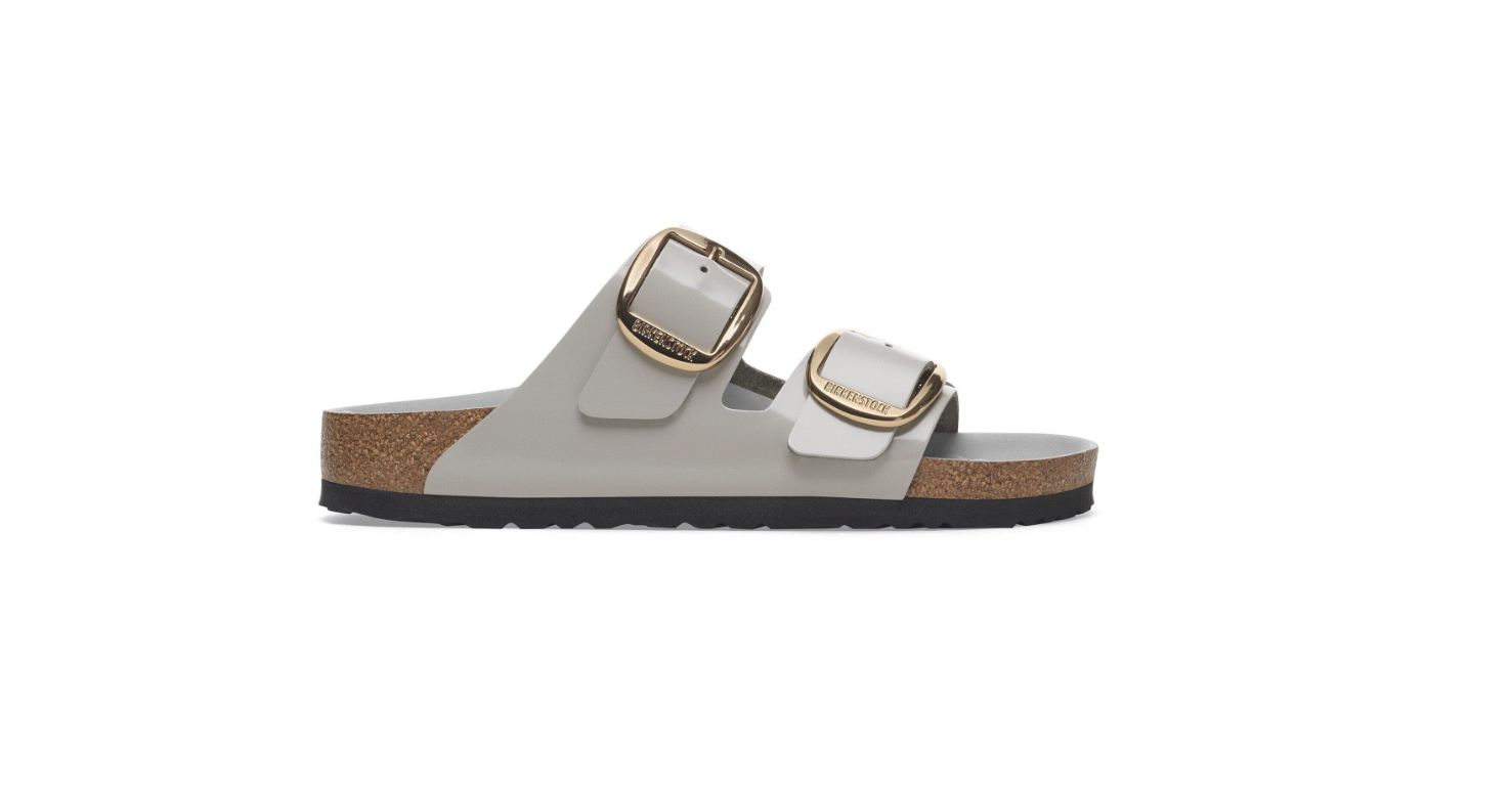 Birkenstock Arizona Big Buckle Natural Leather Patent Stone Coin Narrow Sandals