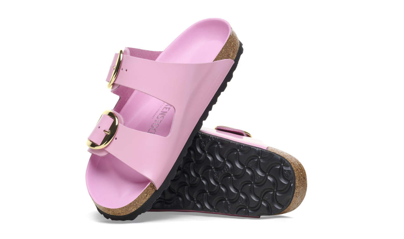 Birkenstock Arizona Big Buckle Natural Leather Patent Fondant Pink
