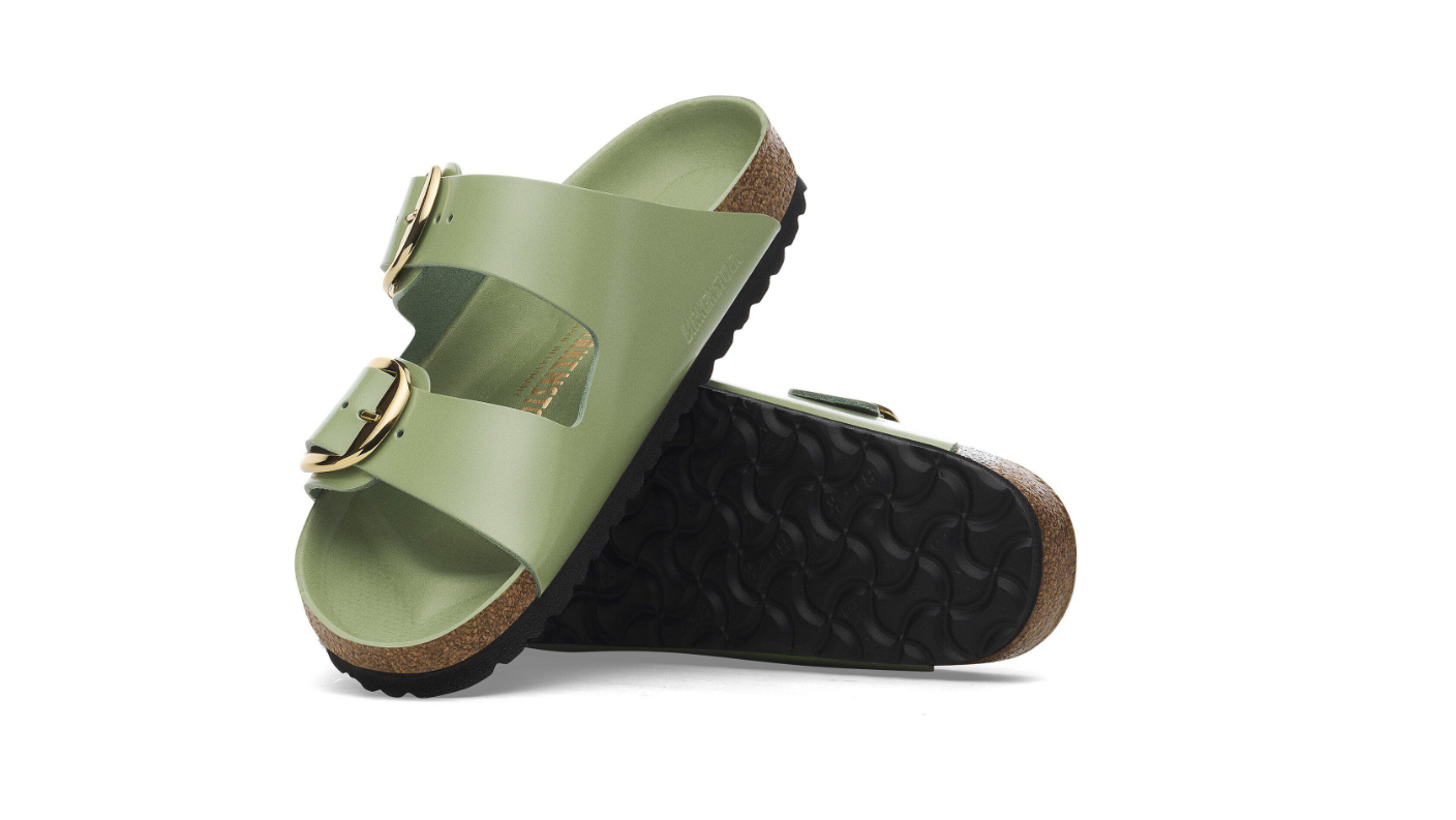 Birkenstock Arizona Big Buckle Patent Leather Green Tea Sandals