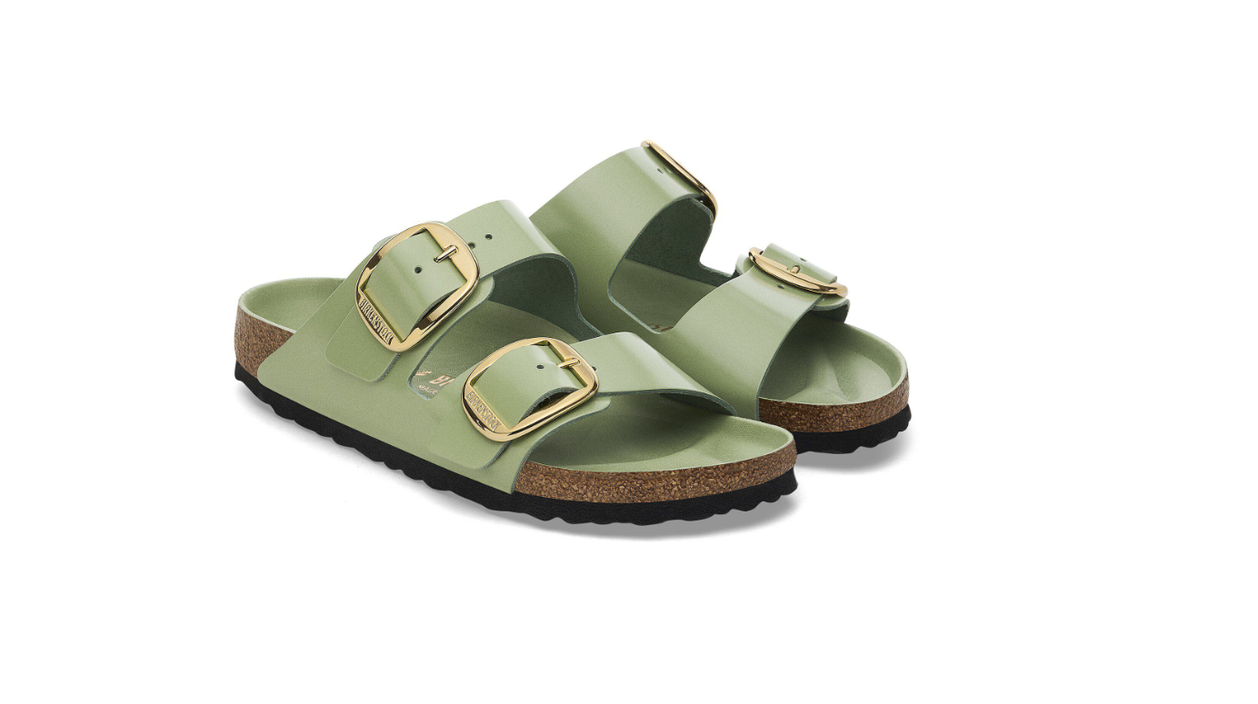 Birkenstock Arizona Big Buckle Patent Leather Green Tea Sandals