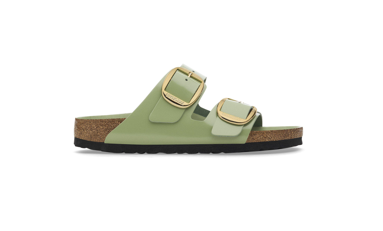 Birkenstock Arizona Big Buckle Patent Leather Green Tea Sandals