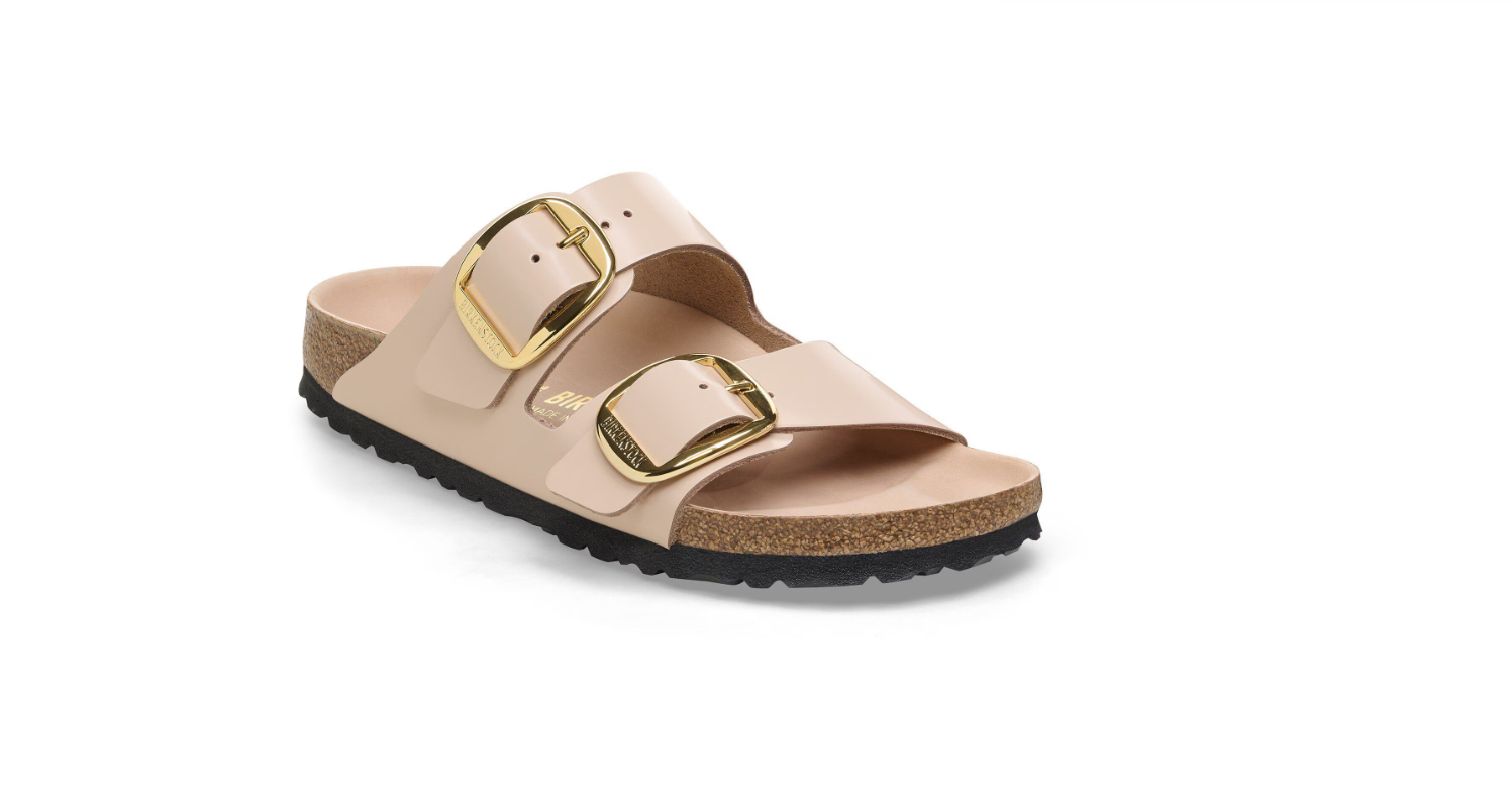 Birkenstock Arizona Big Buckle Patent Leather Sandals – High-Shine New Beige