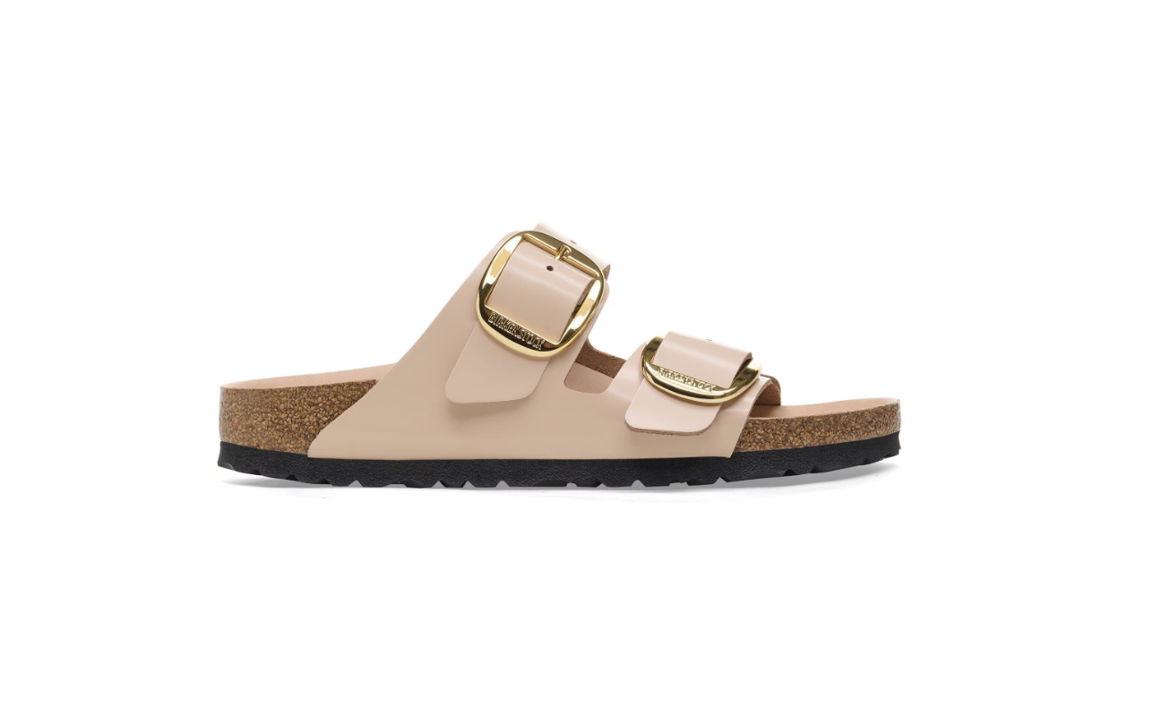 Birkenstock Arizona Big Buckle Patent Leather Sandals – High-Shine New Beige