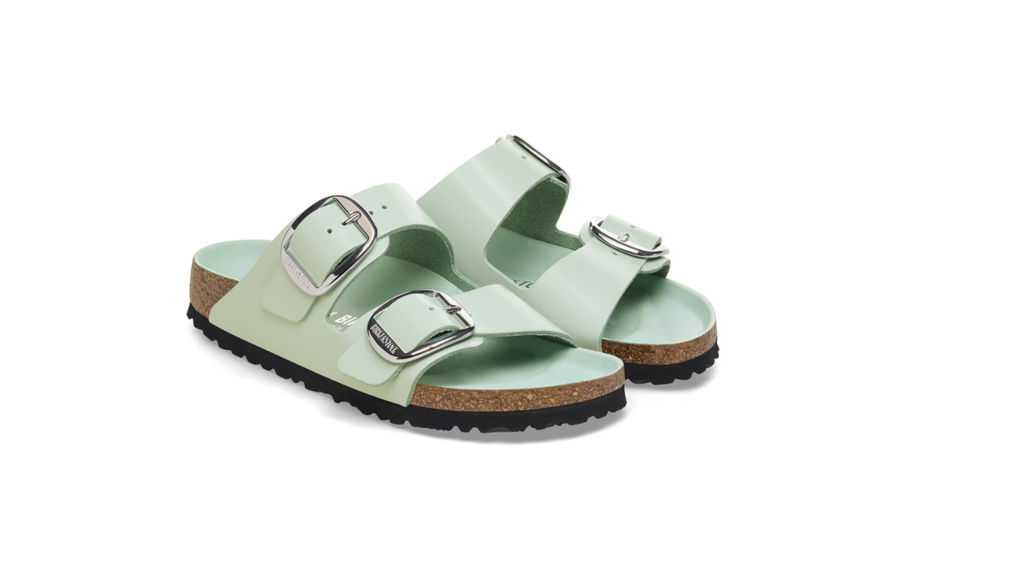 Birkenstock Arizona Big Buckle Patent Surf Green Leather Sandals